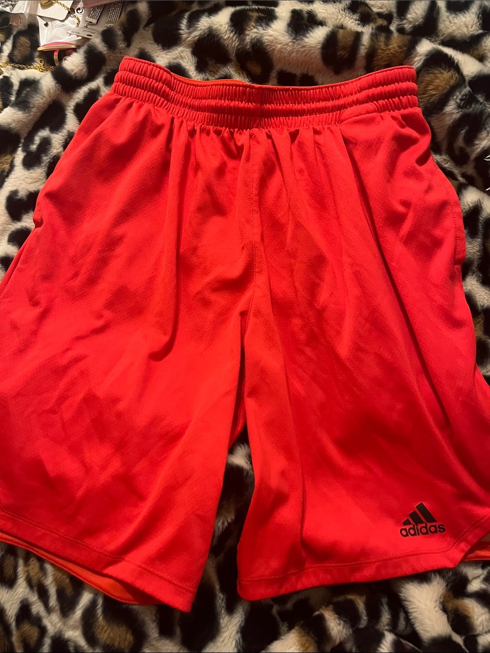 adidas Men's Red Athletic Shorts with Logo fit can be medium
